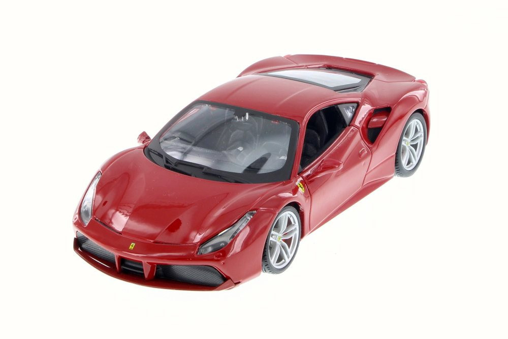 Diecast Car w/Trailer - Ferrari 488 GTB, Red - Bburago 26013D - 1/24 Scale Diecast Model Toy Car (Brand New, but NOT IN BOX)