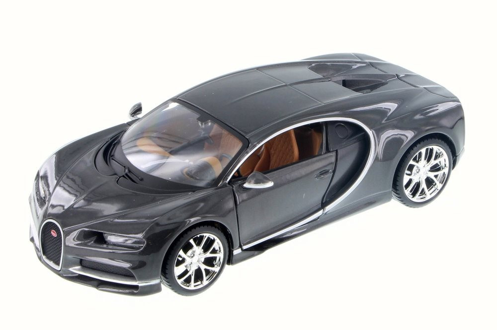 Diecast Car w/Trailer - Bugatti Chiron, Gray - Maisto 31514GY - 1/24 Scale Diecast Model Toy Car