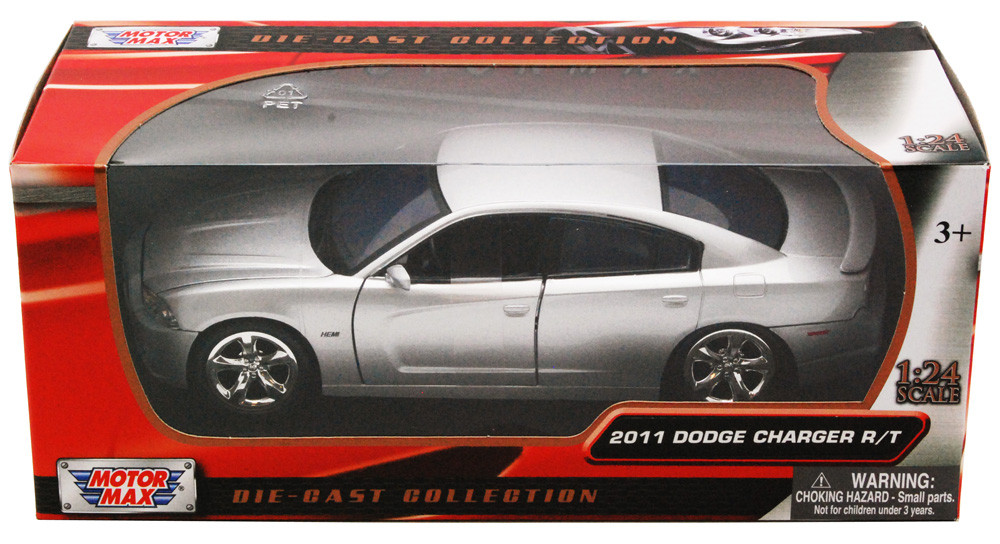 Diecast Car w/Trailer - Dodge Charger, Silver - Motormax 73354 - 1/24 scale Diecast Model Toy Car