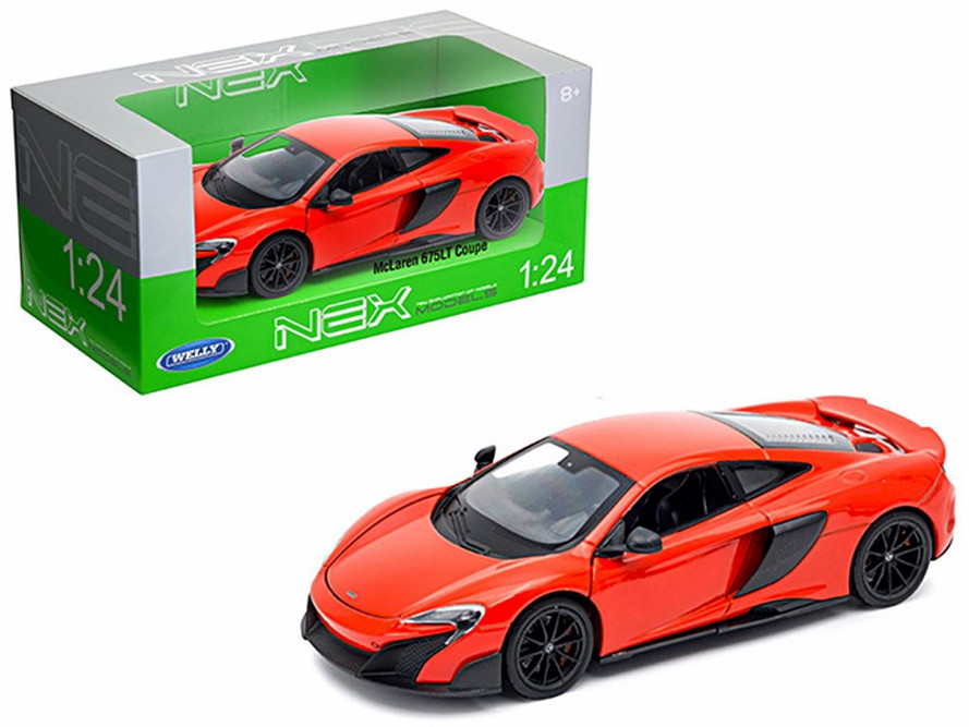Diecast Car w/Trailer - McLaren 675LT Coupe, Red - Welly 24089W-RD - 1/24 Scale Diecast Car