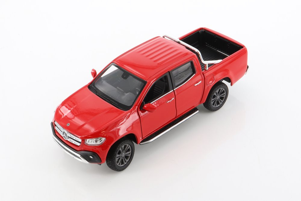 Diecast Car w/Trailer - Mercedes-Benz X-Class Pickup, Red - Welly 24100/4D - 1/24 scale Diecast Model Toy Car