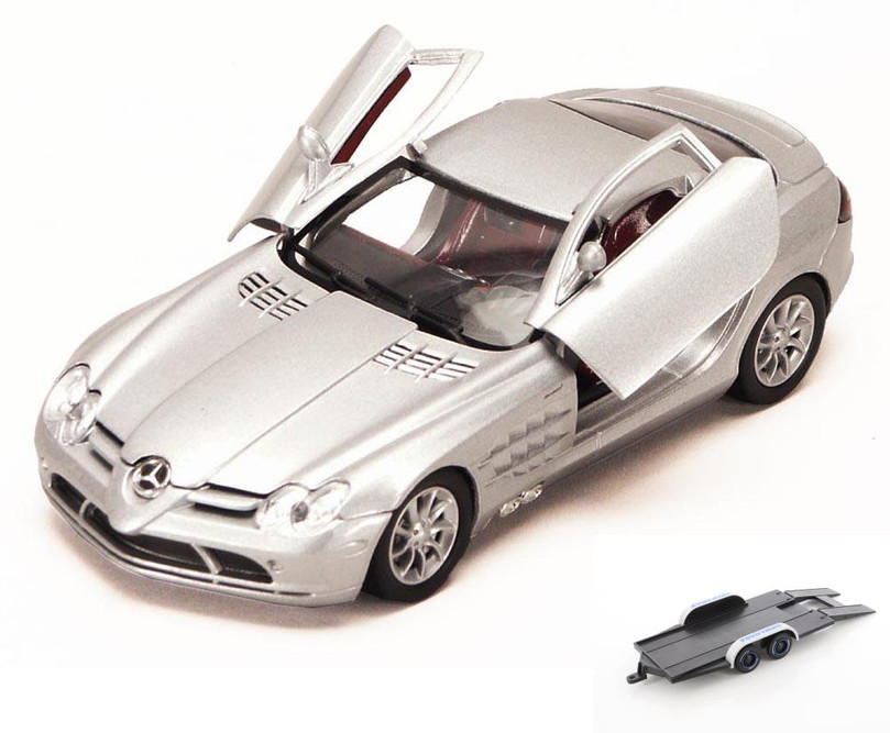 Diecast Car w/Trailer - Mercedes Benz SLR McLaren, Silver