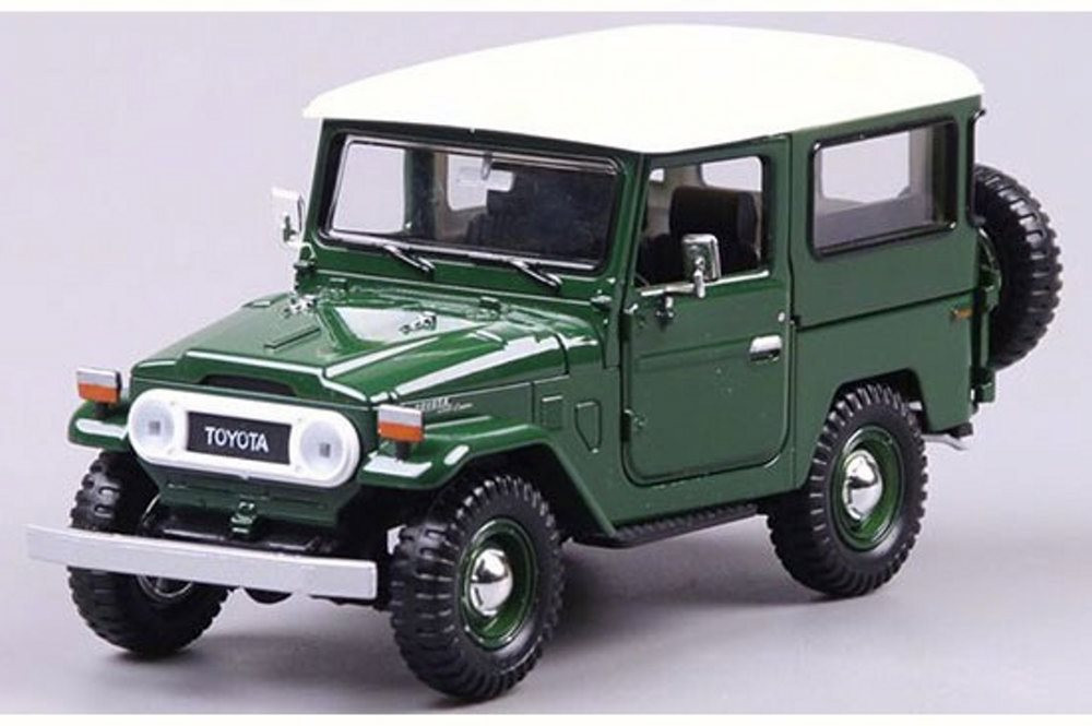 Diecast Car w/Trailer - Toyota FJ40, Green - Motor Max 79323PTM - 1/24 Scale Diecast Model Toy Car