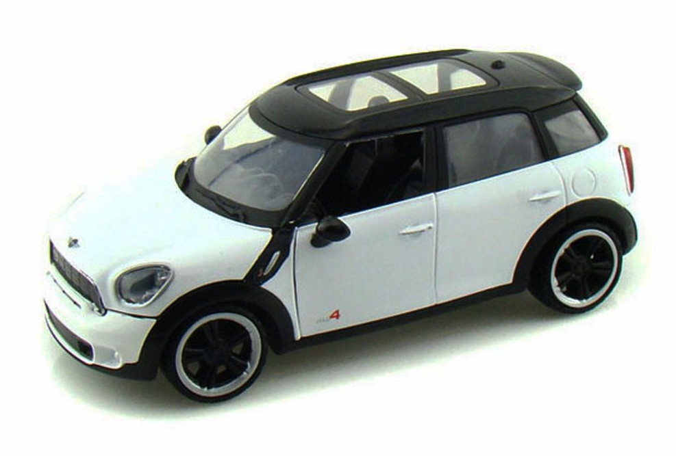 Diecast Car w/Trailer - Mini Cooper S Countryman, White w/Black - Motormax 73353 - 1/24 Diecast Car