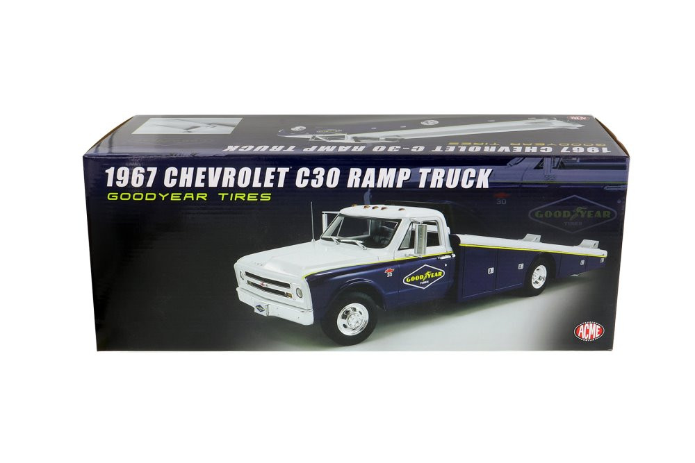 Goodyear Tires 1967 Chevy C30 Ramp Truck, Blue and White - Acme