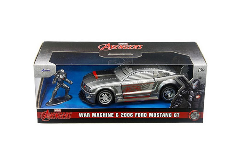 2006 Ford Mustang GT with War Machine Diecast Figurine, Marvel - Jada Toys  33082 - 1/32 Diecast Car