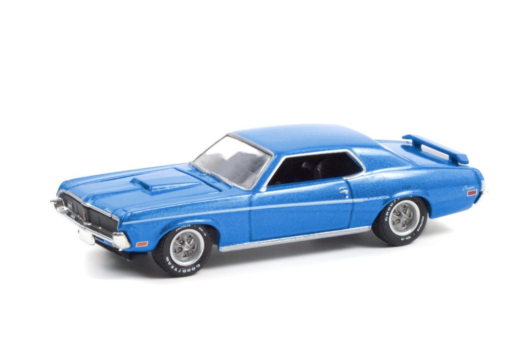 1969 Mercury Cougar Eliminator, Medium Blue Iridescent - Greenlight 13300B/48 - 1/64 Diecast Car
