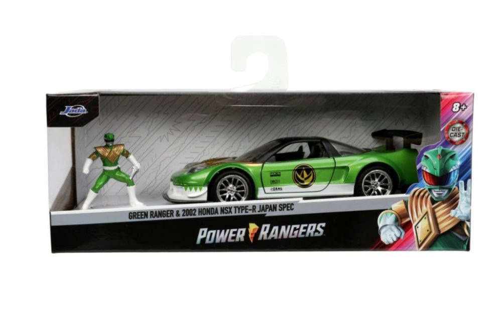 2002 Honda NSX Type-R Japan Spec with Green Ranger Diecast Figurine, Power Rangers - Jada Toys 32871 - 1/32 scale Diecast Model Toy Car