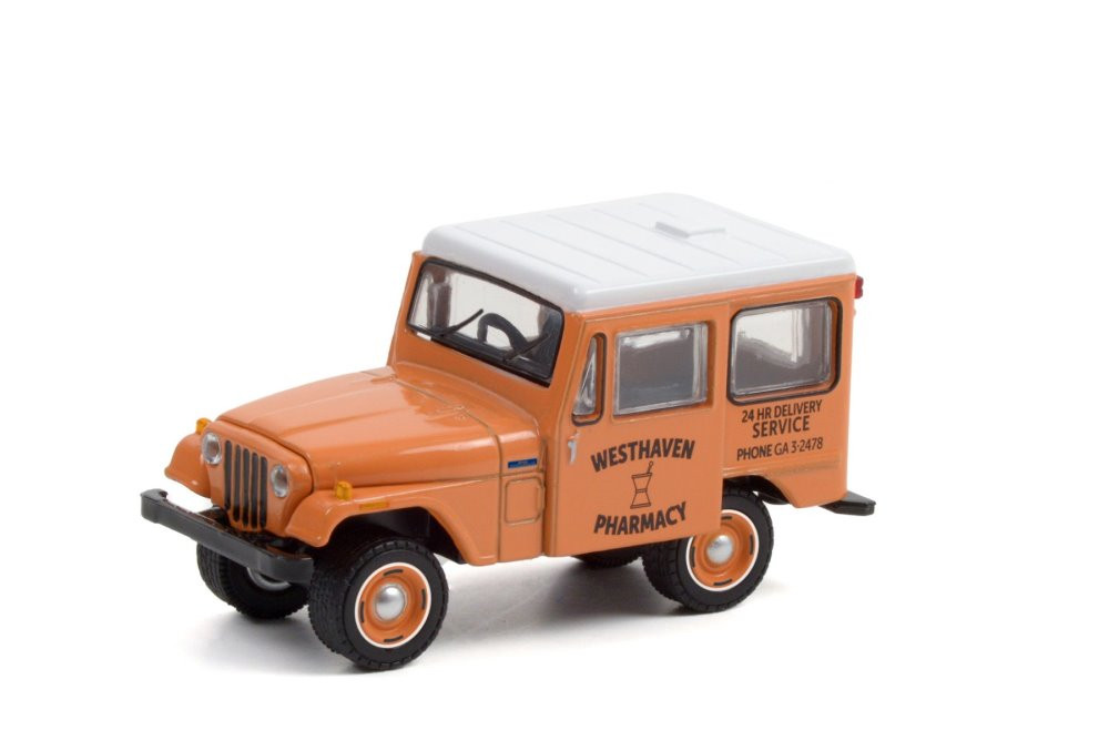 Westhaven Pharmacy 24 Hr Delivery 1974 Jeep DJ-5, Copper/Bronze and White - Greenlight 35200B/48 - 1/64 scale Diecast Model Toy Car