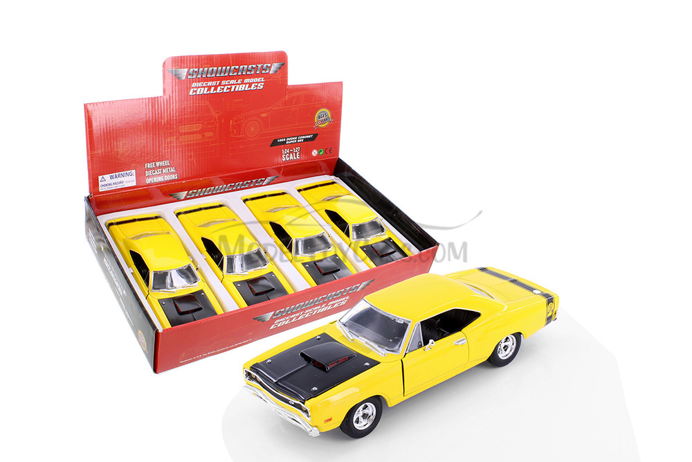 1969 Dodge Coronet Super Bee, Yellow - Showcasts 73315/16D - 1/24 Scale Diecast Model Toy Car