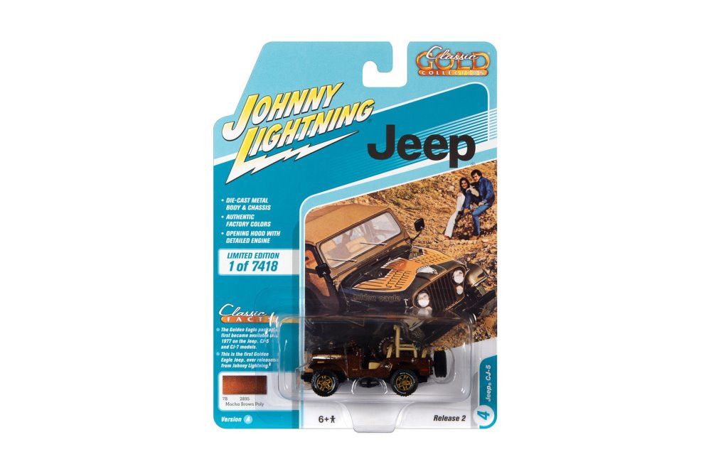 Jeep CJ-5, Mocha Brown Metallic - Johnny Lightning JLSP150/24A - 1/64 scale Diecast Model Toy Car