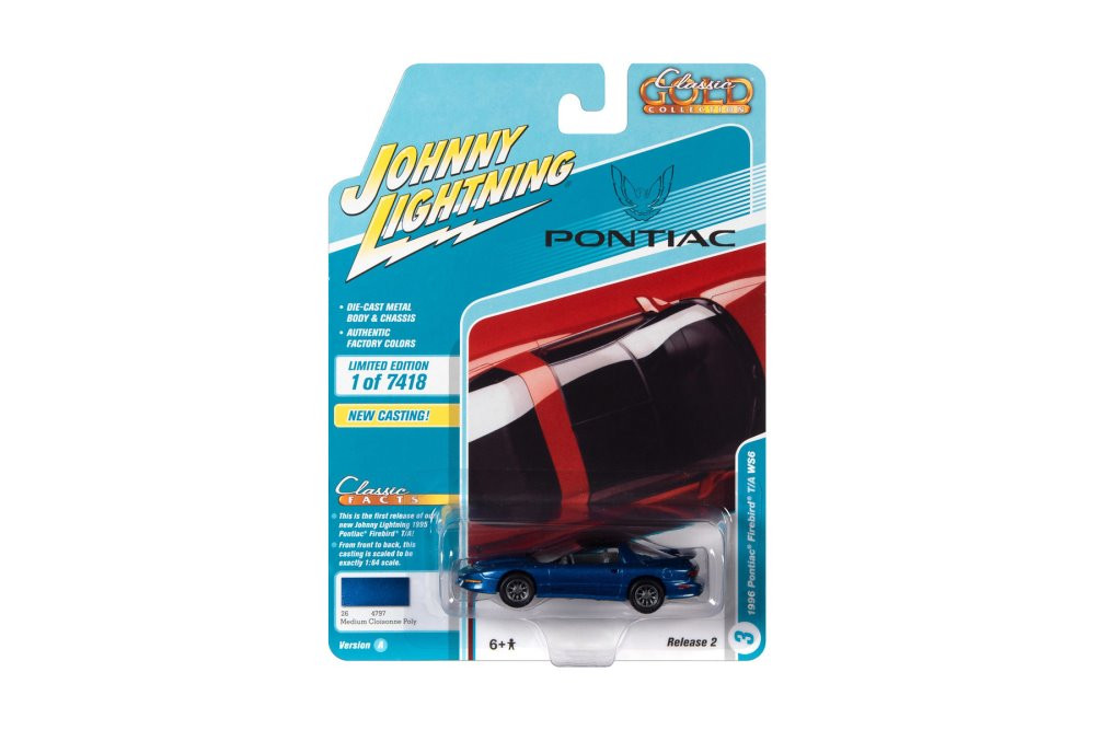 1996 Pontiac Trans Am, Medium Cloisonne Blue Poly - Johnny Lightning JLCG025/48A - 1/64 Diecast Car