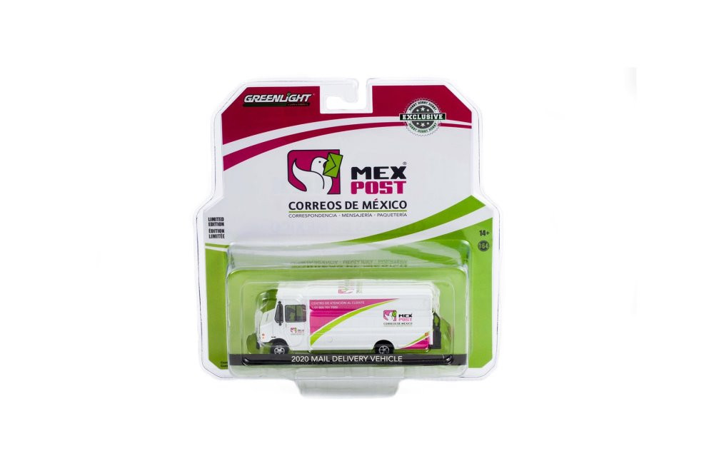 Correos De Mexico 2020 Mail Delivery Vehicle, White w/Pink & Green - Greenlight 1/64 Diecast Car