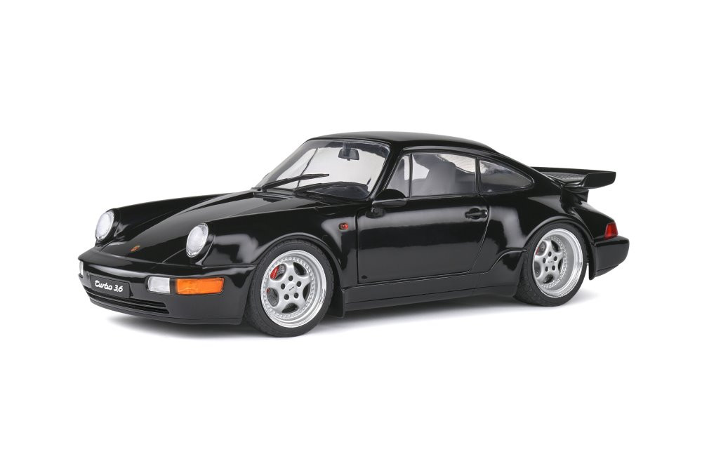 ミニカー Porsche 911 Turbo S 1993 1993 Porsche 911 (964) Turbo 3.6, Black - Solido S1803404 - 1/18