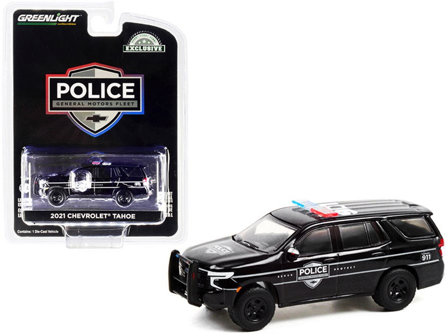 2021 Chevy Tahoe Police Pursuit Vehicle, Black - Greenlight 30293/48 - 1/64  scale Diecast Car