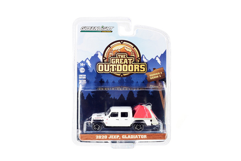 2020 Jeep Gladiator Rubicon w/Modern Truck Bed Tent, White - Greenlight 38010D - 1/64 Diecast Car
