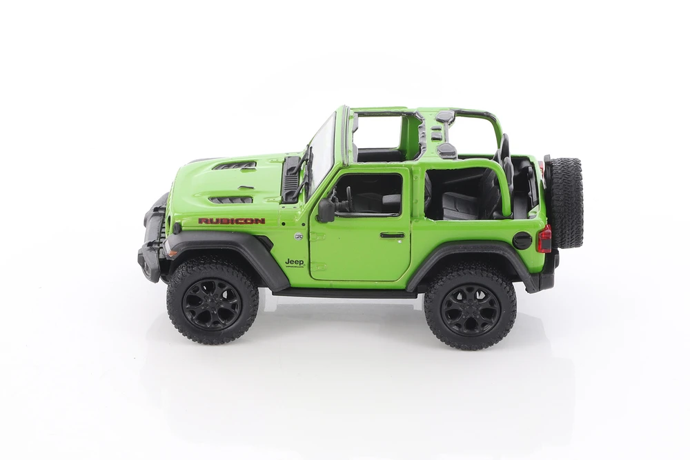 2018 Jeep Wrangler Rubicon Open Top, Green - Kinsmart 5412DA/GN - 1/34 scale Diecast Model Toy Car