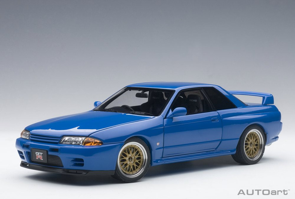 Nissan Skyline GT-R (R32) V-Spec II Tuned Version, Blue - AUTOart 77415 -  1/18 Scale Diecast Model Toy Car