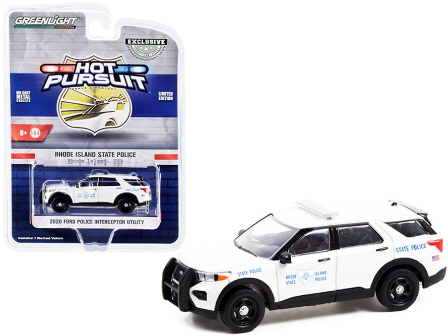 Rhode Island State Police 2020 Ford Police Interceptor Utility, White - Greenlight 30295/48 - 1/64 scale Diecast Model Toy Car