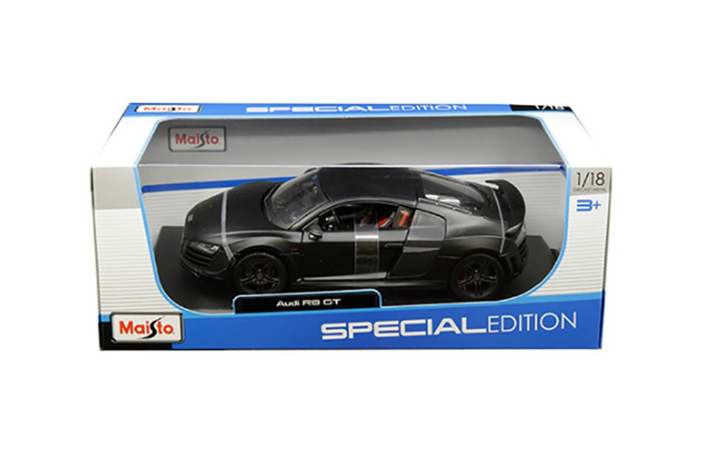 Audi R8 GT , Matte Black - Maisto 31395BK - 1/18 scale Diecast Model Toy Car