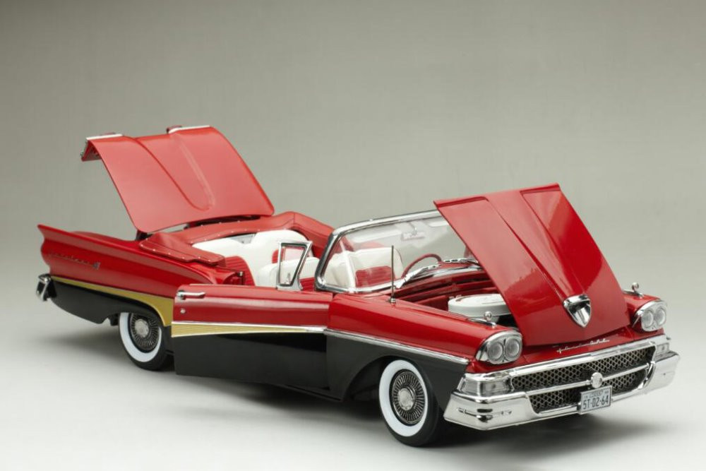 1958 Ford Fairlane 500 Open Convertible, Torch Red & Raven Black