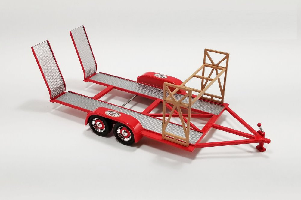 Busted Knuckle Garage Tandem Car Trailer w/ Tire Rack, Red - GMP