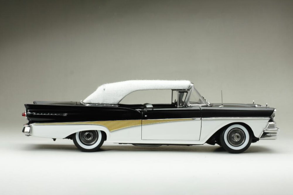 1958 Ford Fairlane 500 Closed Convertible, White and Raven Black