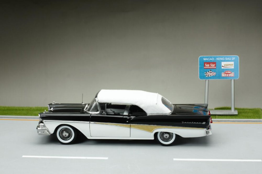 1958 Ford Fairlane 500 Closed Convertible, White and Raven Black