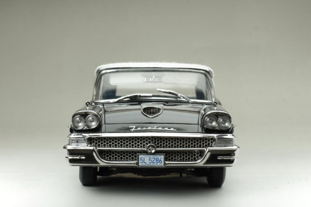 1958 Ford Fairlane 500 Closed Convertible, White and Raven Black