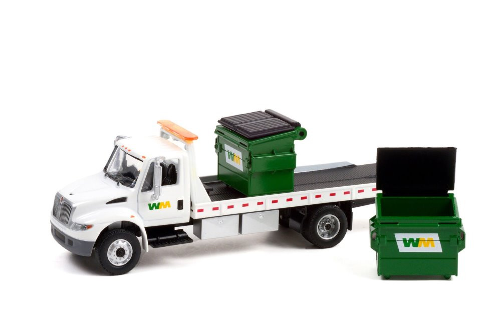 2013 Intl DuraStar Flatbedwith 2 Commercial Dumpsters 33220B/48 1/64 scale Diecast Model Toy Car