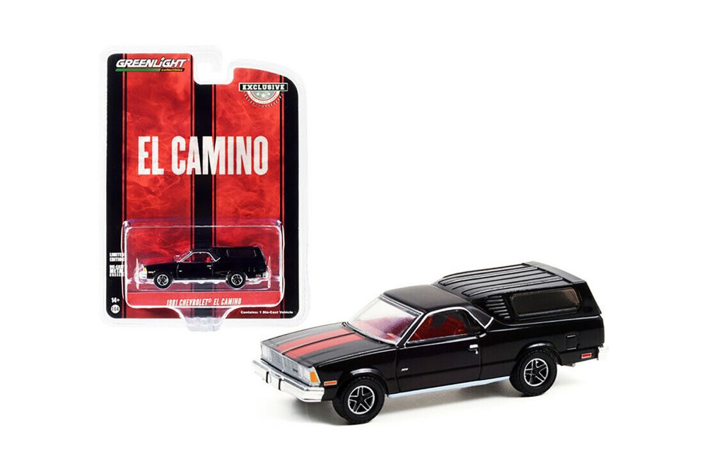 1981 Chevy El Camino with Camper Shell, Black - Greenlight 30310/48 - 1/64  scale Diecast Car