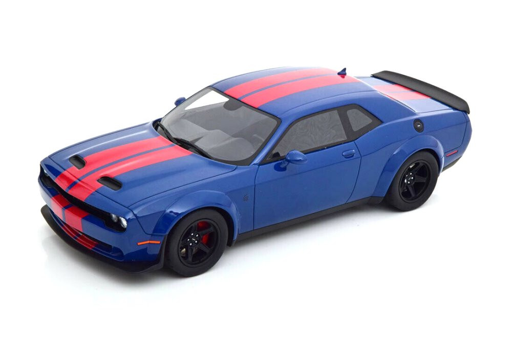 2021 Dodge Challenger Super Stock, Indigo Blue and Red - GT Spirit GT362 - 1/18 scale Resin Car