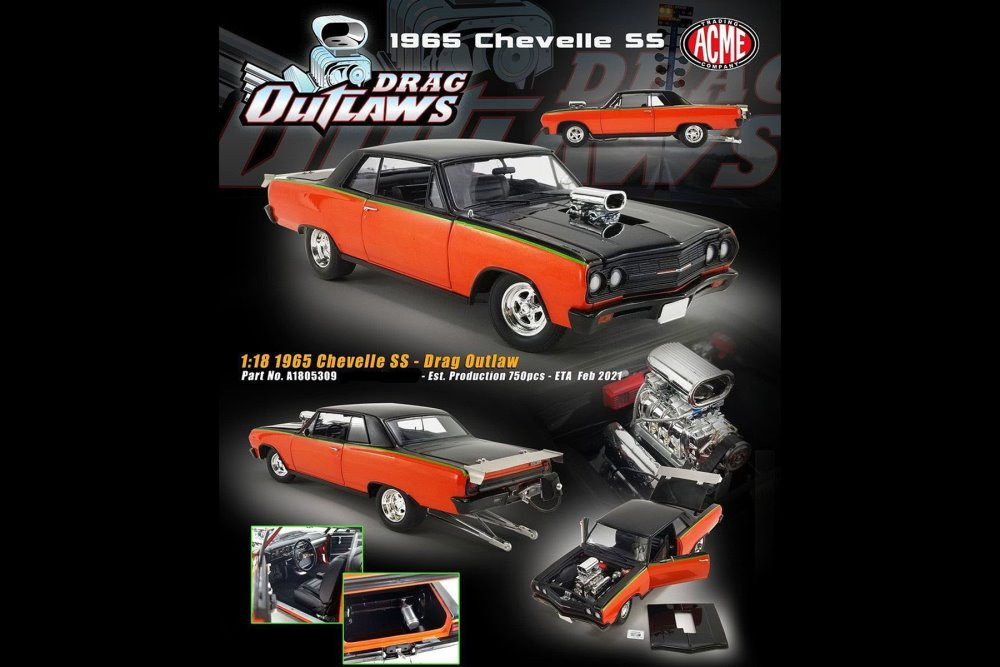 1965 Chevy Chevelle SS, Orange and Black - Acme A1805309 - 1