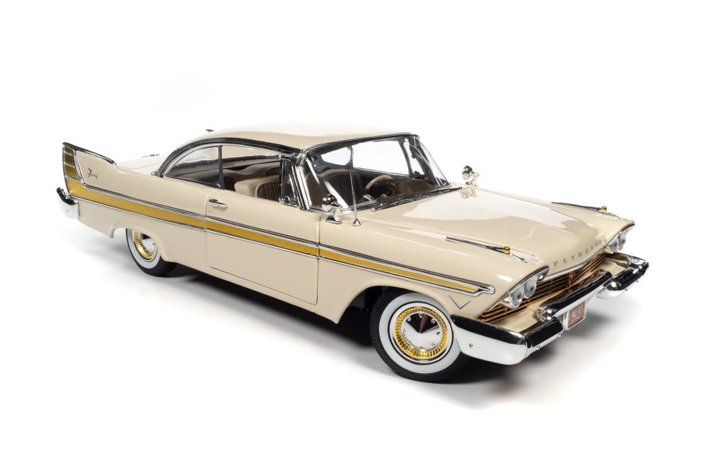 1957 Plymouth Fury Hardtop, Sand Dune White and Gold - Auto World AW272 - 1/18 scale Diecast Car