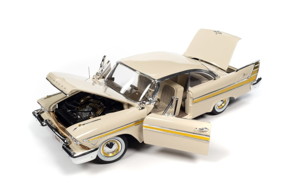 1957 Plymouth Fury Hardtop, Sand Dune White and Gold - Auto World