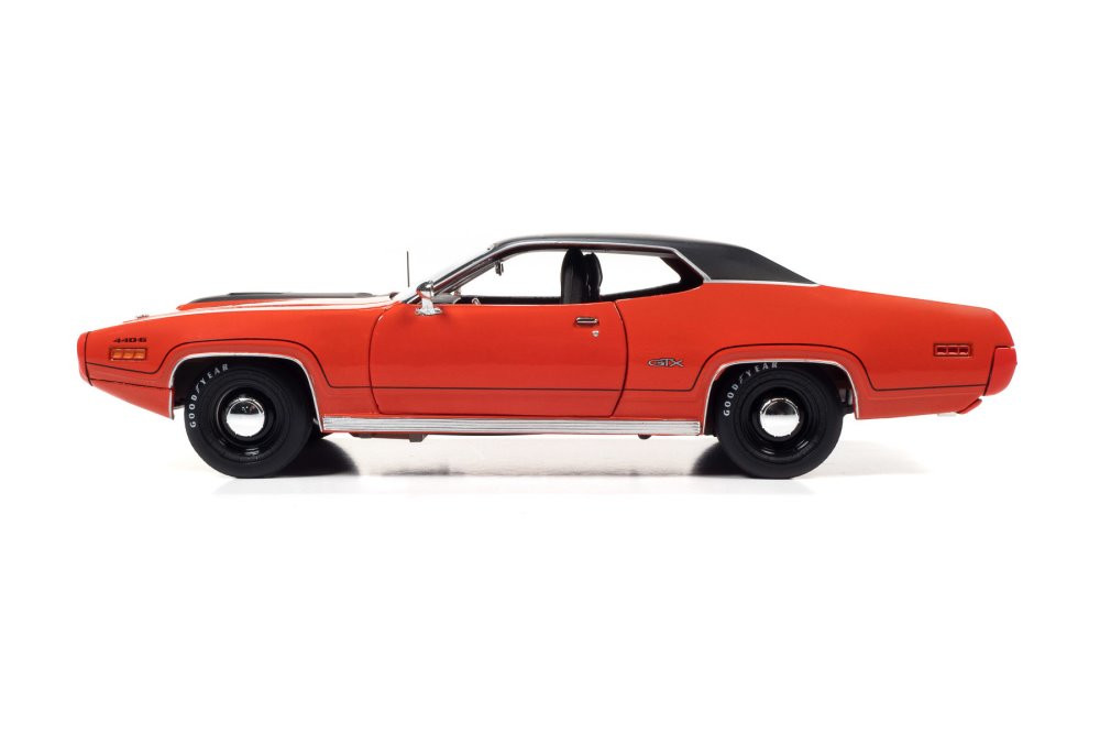 1971 Plymouth GTX Hardtop, V2 Tor Red and Black - Auto World AMM1268 - 1/18  scale Diecast Car