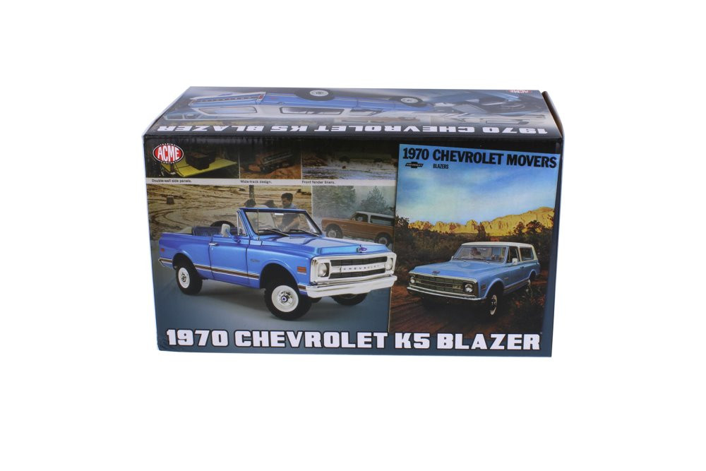 1970 Chevy K5 Blazer, Blue and White - Acme A1807704 - 1/18 scale Diecast Model Toy Car