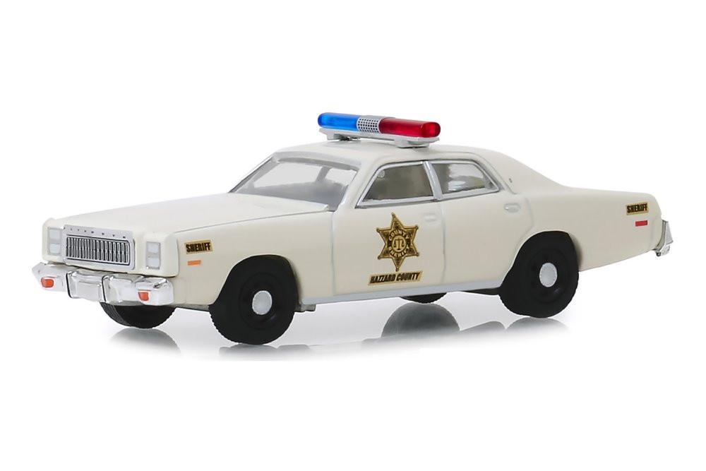 1977 Plymouth Fury Hazzard County Sheriff, Cream/Ivory - Greenlight 30110/48 - 1/64 Diecast Car