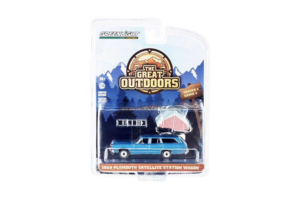 69 Plymouth Satellite Station Wagon Rooftop Sleeper Tent 38010B/48 1/64 scale Diecast Model Toy Car