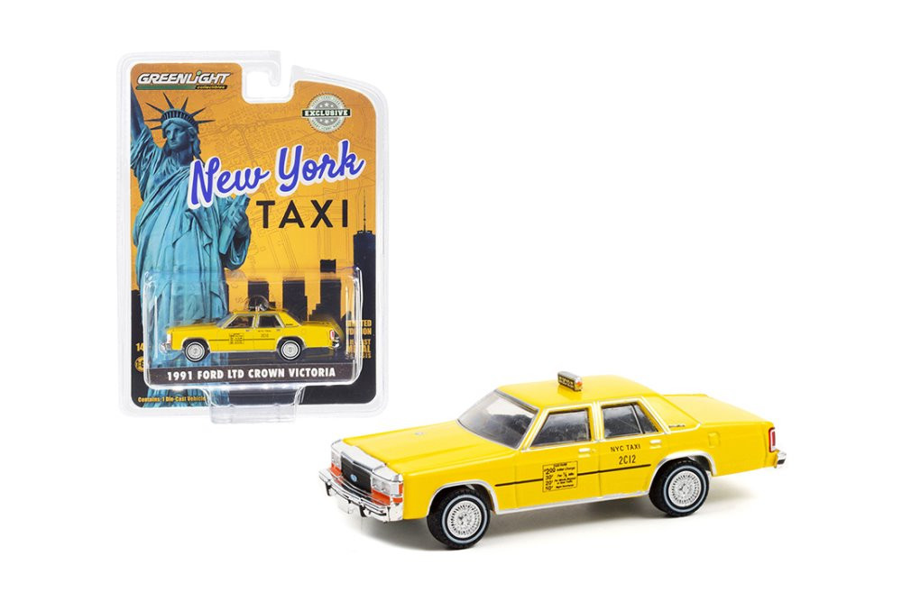 1991 Ford LTD Crown Victoria NYC Taxi, Yellow - Greenlight 30290/48 - 1/64 scale Diecast Car