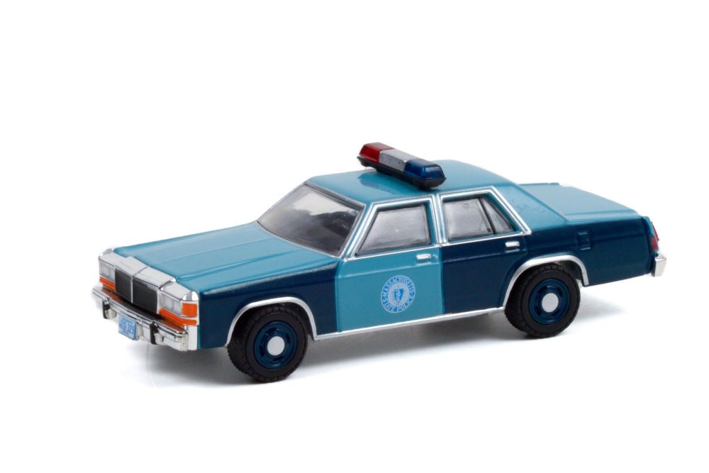 Massachusetts State Police 1981 Ford LTD Crown Victoria, Blue - Greenlight 30289 - 1/64 Diecast Car