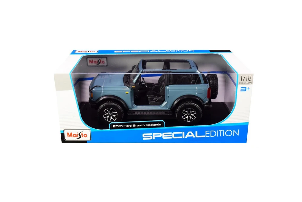 2021 Ford Bronco Badlands, Blue - Maisto 31457BL - 1/18 scale Diecast Model Toy Car