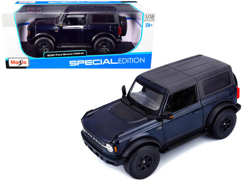 2021 Ford Bronco Wildtrak, Dark Blue - Maisto 31456BL - 1/18 scale