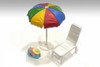 Beach Chair & Umbrella, Multi - American Diorama 76317 - 1/18 scale Figurine - Diorama Accessory