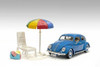 Beach Chair & Umbrella, Multi - American Diorama 76417 - 1/24 scale Figurine - Diorama Accessory