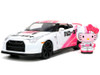 2009 Nissan GT-R (R35) #01 w/ Hello Kitty Figure, White - Jada Toys 33724 - 1/24 scale Diecast Car