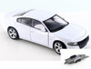 Diecast Car w/Trailer - 2016 Dodge Charger R/T, White - Welly 28079D - 1/24 Scale Diecast Model Toy Car