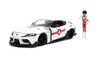 2020 Toyota Supra w/ Rick Hunter Figurine, White - Jada Toys 33685 - 1/24 scale Diecast Car