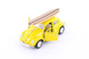 1967 Volkswagen Classic Beetle w/ Surfboard, Yellow - Kinsmart 5057DS1 - 1/32 scale Diecast Car