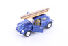 1967 Volkswagen Classic Beetle w/ Surfboard, Blue - Kinsmart 5057DS1 - 1/32 scale Diecast Car